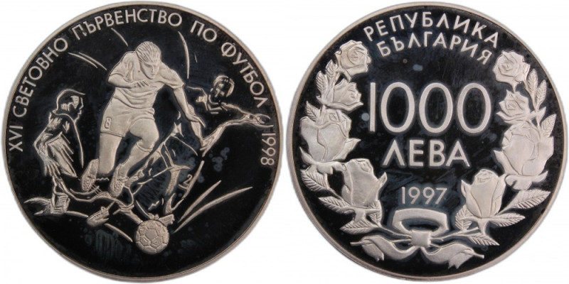 Bulgaria 1000 Leva 1997 
 Bulgaria 1000 Leva 1997 Silver KM#233 World Cup Socce...