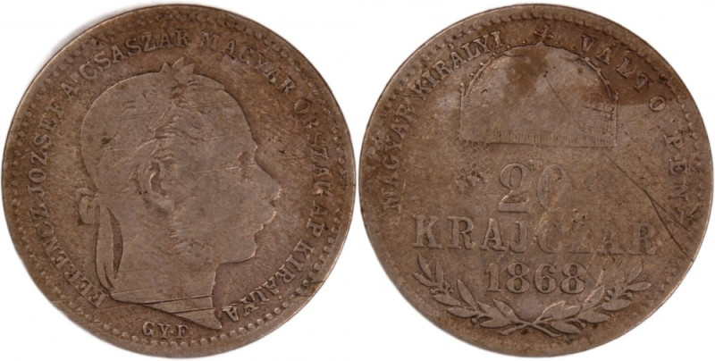 Hungary 20 Krajczar 1868 GYF 
 Hungary 20 Krajczar 1868 GYF Hungary 20 Krajczar...