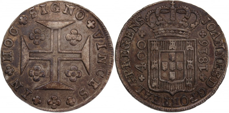 Portugal 400 Reis 1816 
 Portugal 400 Reis 1816 Silver KM#331 Joao Prince Regen...