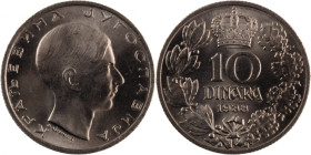 Yugoslavia 10 Dinara 1938 
 Yugoslavia 10 Dinara 1938 Yugoslavia 10 Dinara 1938 Peter II Nickel KM# 22 

Grade: UNC