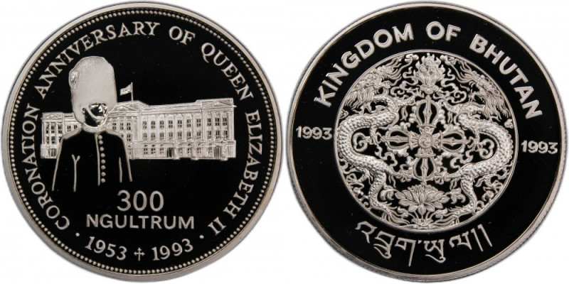 Bhutan 300 Ngultrum 1993 
 Bhutan 300 Ngultrum 1993 Silver KM#66 Mintage:10000 ...