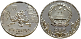 China 20 Yuan 1980 
 China 20 Yuan 1980 Silver KM#34 1980 Olympics Wresling Mintage:29000 Pcs 
Grade: PROOF