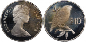 Fiji 10 Dollars 1978 
 Fiji 10 Dollars 1978 Silver KM#41a Conservation Elizabeth II Mintage:4026 Pcs 
Grade: PROOF