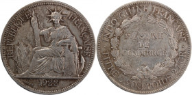 French Indo-China 1 Piastre 1922 H 
 French Indo-China 1 Piastre 1922 H French Indochina 1 Piastre 1922 H Birmingham Mint Silver KM#5a.3

Grade: XF...