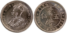 Hong Kong 5 Cents 1933 
 Hong Kong 5 Cents 1933 Silver KM#18 George V Prooflike Luster&nbsp; 
Grade: UNC