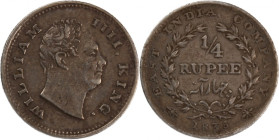 India British 1/4 Rupee 1835 
 India British 1/4 Rupee 1835 Silver KM#448&nbsp; &nbsp; William IV 
Grade: XF