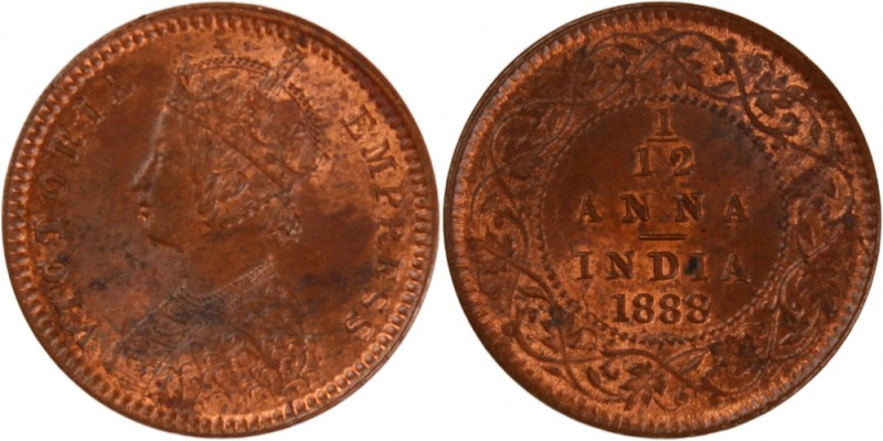 India British 1/12 Anna 1888 C 
 India British 1/12 Anna 1888 C India: British ...