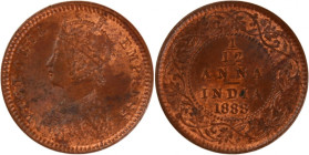India British 1/12 Anna 1888 C 
 India British 1/12 Anna 1888 C India: British India 1/12 Anna 1888 C Calcutta Mint Victoria Copper KM#483

Grade: ...