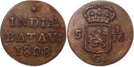 Netherlands East Indies 'Batavian Republic' Duit 1808 G 
 Netherlands East Indies 'Batavian Republic' Duit 1808 G Copper KM#76 
Grade: XF