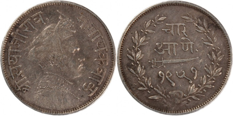 India Baroda 4 Annas 1951 (1894) 
 India Baroda 4 Annas 1951 (1894) India Princ...
