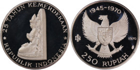 Indonesia 250 Rupiah 1970 
 Indonesia 250 Rupiah 1970 Indonesia 250 Rupiah 1970 Republic 25th Anniversary of Independence&nbsp;Manjusri statue of Tum...