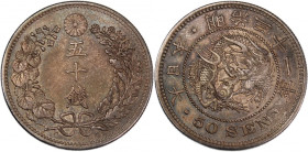 Japan Mutsuhito (Meiji) 50 Sen 1898 
 Japan Mutsuhito (Meiji) 50 Sen 1898 Silver&nbsp;KM#Y25 
Grade: AU