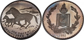 Mongolia 250 Tugrik 1992 
 Mongolia 250 Tugrik 1992 Silver KM#100 Endangered Wildlife 
Grade: PROOF