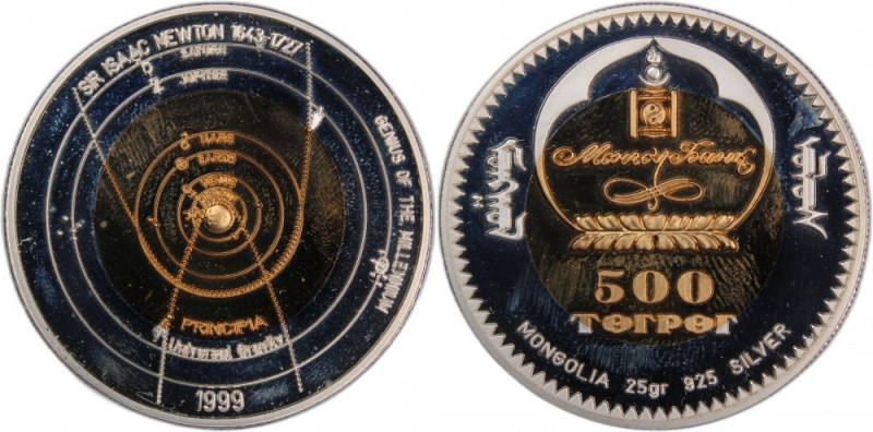 Mongolia 500 Tugrik 1999 
 Mongolia 500 Tugrik 1999 Bi-Metalik Goldine center i...