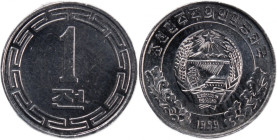 North Korea 1 Chon 1959 General issue 
 North Korea 1 Chon 1959 General issue North Korea 1 Chon 1959&nbsp;General issue Aluminium KM#1

Grade: UNC