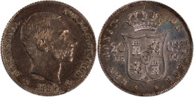 Philippines 20 Centimos 1885 
 Philippines 20 Centimos 1885 Philippines 20 Centavos 1885 Manila Mint Alfonso XII&nbsp;Minted from 1885 to 1889 Silver...