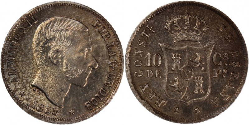 Philippines 10 Centimos 1885 
 Philippines 10 Centimos 1885 Philippines 10 Cent...