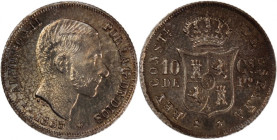 Philippines 10 Centimos 1885 
 Philippines 10 Centimos 1885 Philippines 10 Centimos 1885&nbsp;Minted from 1885 to 1898 Manila Mint Alfonso XII Silver...