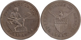 Philippines 5 Centavos 1917 S 
 Philippines 5 Centavos 1917 S Philippines 5 Centavos 1917 S San Francisco Mint Insular Government Copper-nickel KM#16...