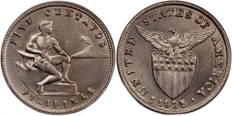 Philippines 5 Centavos 1935 M 
 Philippines 5 Centavos 1935 M Copper-Nickel KM#...