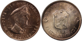Philippines 50 Centavos 1947-S 
 Philippines 50 Centavos 1947-S Silver KM#184 
Grade: UNC