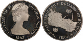 Solomon Islands 5 Dollars 1983 
 Solomon Islands 5 Dollars 1983 Silver KM#16 Year of the Child Mintage:5775 Pcs 
Grade: PROOF