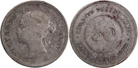 Straits Settlements 50 Cents 1888 
 Straits Settlements 50 Cents 1888 Strait Settlements 50 Cents 1888 Victoria Silver KM#13

Grade: XF