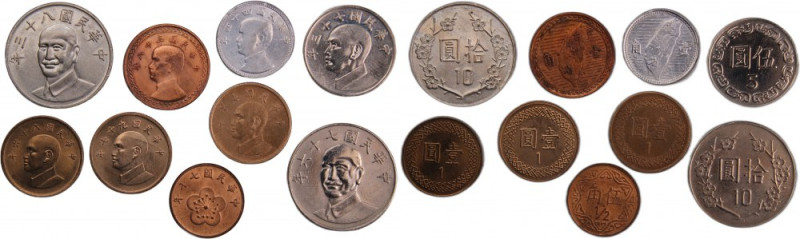 Taiwan Lot of 9 Coins 
 Taiwan Lot of 9 Coins Copper-Nickel 
Grade: UNC