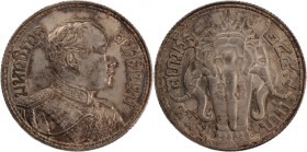 Thailand 1 Baht 1914-18 (BE2457-61) 
 Thailand 1 Baht 1914-18 (BE2457-61) Silver KM#45 Rama VI 
Grade: AU