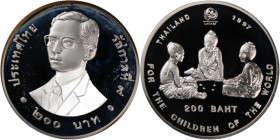 Thailand 200 Baht 1997 
 Thailand 200 Baht 1997 Thailand 200 Baht '50th years of UNICEF' 1997 Norwegian Mint Bhumibol Adulyadej (Rama IX) Mintage: 2,...