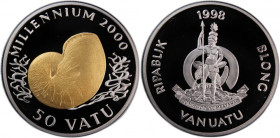 Vanuatu 50 Vatu 1998 
 Vanuatu 50 Vatu 1998 Silver KM#33 Millennium 2000 
Grade: PROOF
