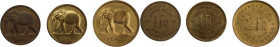 Belgian Congo 2F/1F/1 Francs 1947/1946/1944 
 Belgian Congo 2F/1F/1 Francs 1947/1946/1944 Brass KM#28KM#26 3 Coins 
Grade: AU-UNC