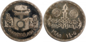 Egypt 5 Pounds 1985 (AH 1405) 
 Egypt 5 Pounds 1985 (AH 1405) Silver KM#600&nbsp; Commerce Day Mintage:1000 Pcs&nbsp; 
Grade: PROOF