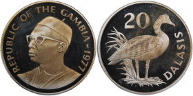 Gambia 20 Dalasis 1977 
 Gambia 20 Dalasis 1977 Silver KM#17 Conservation&nbsp; Mintage:4302 Pcs 
Grade: PROOF