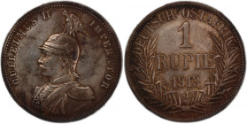 German East Africa 1 Rupie 1913 J 
 German East Africa 1 Rupie 1913 J German East Africa 1 Rupie 1913 J William II Silver KM#10

Grade: UNC