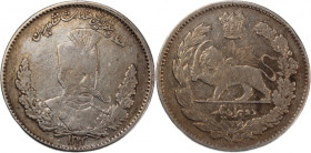 Iran 2000 Dinars 1905 (AH 1323) 
 Iran 2000 Dinars 1905 (AH 1323) Silver Silver KM#979 Muzaffar Al-Din Shah weak Struck 9.2 Gm 
Grade: XF+