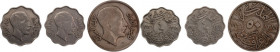 Iraq 50 Fils 1931 4 Fils 1931/1931 
 Iraq 50 Fils 1931 4 Fils 1931/1931 Nickel KM#97 Silver KM#100 Faisal I 3 Coins 
Grade: aVF