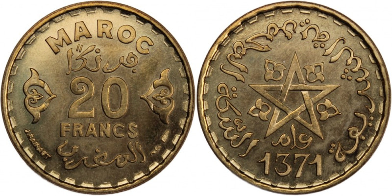Morocco 20 Francs 1952 (1371) 
 Morocco 20 Francs 1952 (1371) Bronze-Aluminium&...