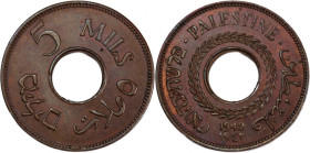 Palestine 5 Mils 1942 
 Palestine 5 Mils 1942 British Palestine (Israel) 5 Mils 1942 Royal Mint Bronze KM#3a

Grade: UNC
