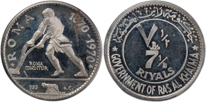 Ras al-Khaimah 7 1/2 Riyal 'Rome' 1970 
 Ras al-Khaimah 7 1/2 Riyal 'Rome' 1970...