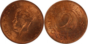 Seychelles 2 Cents 1948 
 Seychelles 2 Cents 1948 Seychelles 2 Cents 1948 Royal London Mint George VI Mintage: 350,000 pcs Bronze KM#6

Grade: UNC