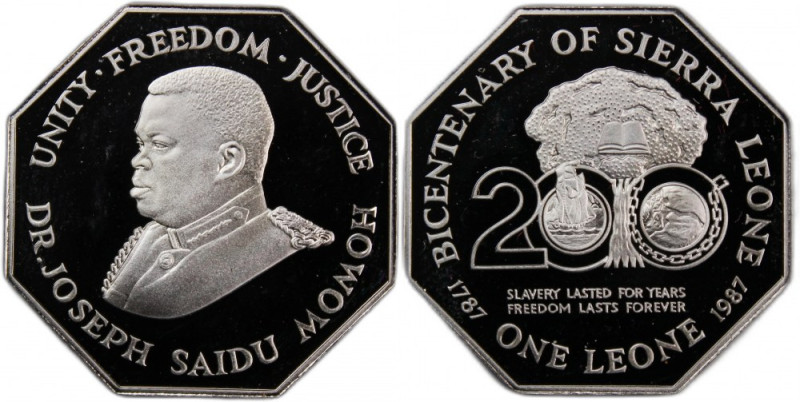 Sierra Leone 1 Leone 1987 
 Sierra Leone 1 Leone 1987 Silver KM#40 Freetown Bic...