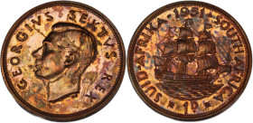 South Africa 1 Penny 1951 
 South Africa 1 Penny 1951 South Africa 1 Penny 1951 George VI Mintage: 2,000 pcs Bronze KM#34.2 PROOF 
Grade: PROOF