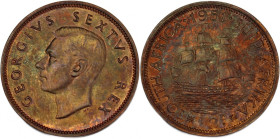 South Africa 1/2 Penny 1951 
 South Africa 1/2 Penny 1951 South Africa 1/2 Penny 1951 George VI Mintage: 2,000 pcs Bronze KM#33.2 PROOF

Grade: PRO...