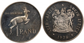 South Africa 1 Rand 1978 
 South Africa 1 Rand 1978 Silver KM#88 15 Gm Mintage:17000 Pcs 
Grade: PROOF