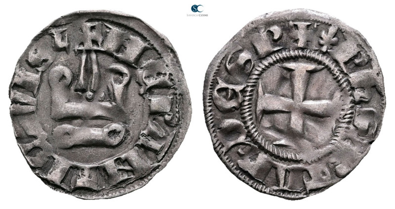 Principality of Achaea. Philippe de Taranto AD 1307-1313. 
Denier Tournois BI
...