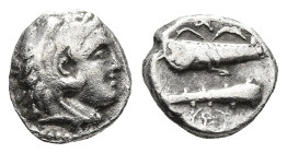 SELEUKID KINGS OF SYRIA. Seleukos I Nikator (312-281 BC). Babylon I, "imperial" mint, circa 300 BC
AR Obol (8,4mm 0,56g)
Obv: Head of Herakles to ri...