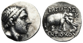 SELEUKID EMPIRE. Antiochos III 'the Great' (222-187 BC). Apameia on the Orontes mint(?).
AR Drachm (18,5mm 3,41g)
Obv: Diademed head right
Rev: ΒΑΣ...