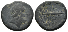 PHRYGIA. Abbaitis. (Circa 2nd-1st century BC)
AE Bronze (23,3mm 7,5g)
Obv: Laureate head of Zeus right
Rev: MYΣΩN ABBAITΩN. Thunderbolt within wrea...