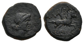 CARIA. Alabanda. (circa 2nd century BC)
AE Bronze (12,4mm 2,4g)
Obv: Laureate head of Apollo right.
Rev: AΛABANΔEΩN. Pegasos flying right
Extremel...